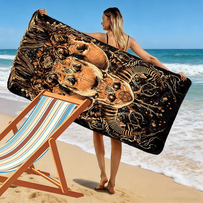 Totenkopf Satan Print Strandtuch, Großes Weiches Schnelltrocknendes Handtuch für Strand Camping Schwimmen
