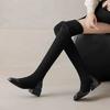 Krazing Pot Flock Autumn Winter Shoes Thick Heels Size 43 Long Boots Apricot Patch Work Stretch Over-the-knee Boots
