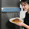 Wall Mounted Wrap Holder Plastic Dispenser with Slider Cutter, No-Drill Mount Magnetic Cutter Tool Cling Film Refillable Food for Kitchen Universal