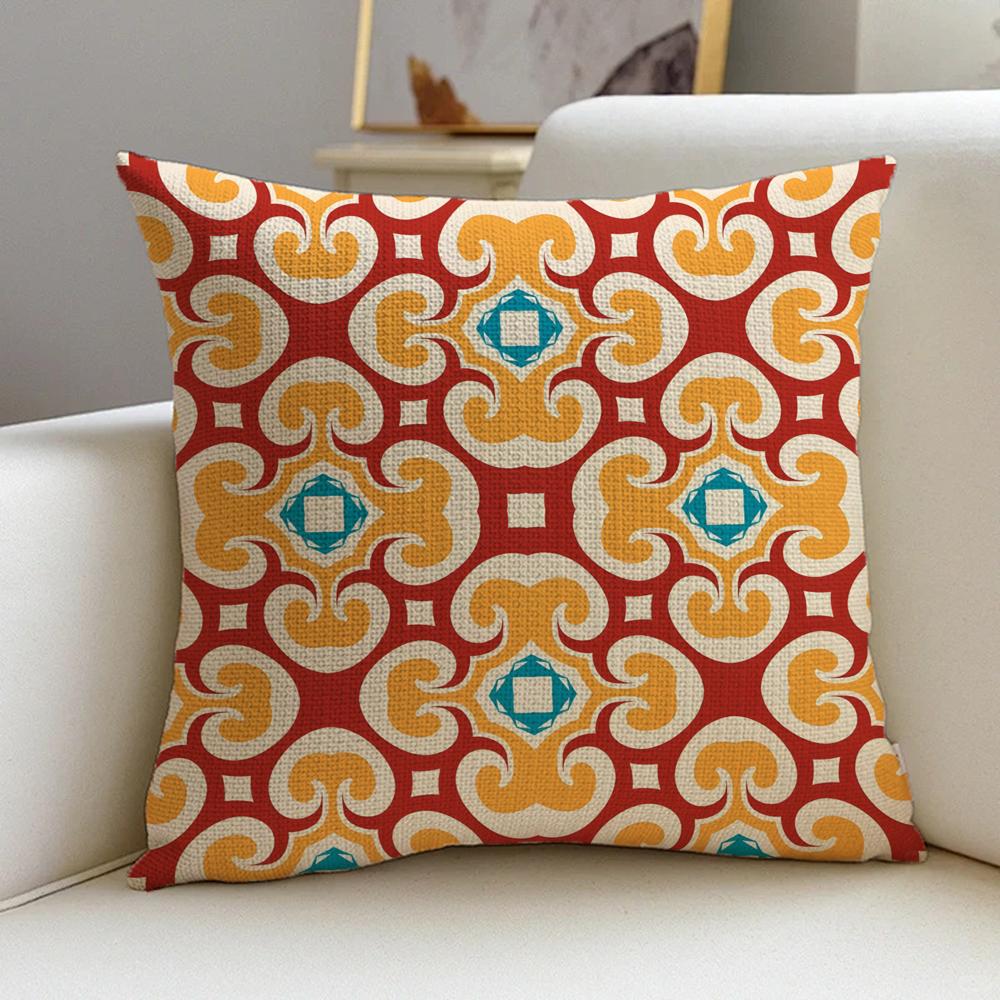 P-Portuguese Style Cushion Cover Cushion Cover Pillowcase, Anti-Mite Invisible Zipper, Linen Sofa Cushion