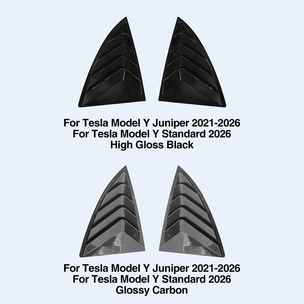 Heenvn For Tesla Model 3/Y Juniper Rear Car Window Shutter Cover ABS Louver Side Vent Trim Anti-Scratch Triangle Accessories