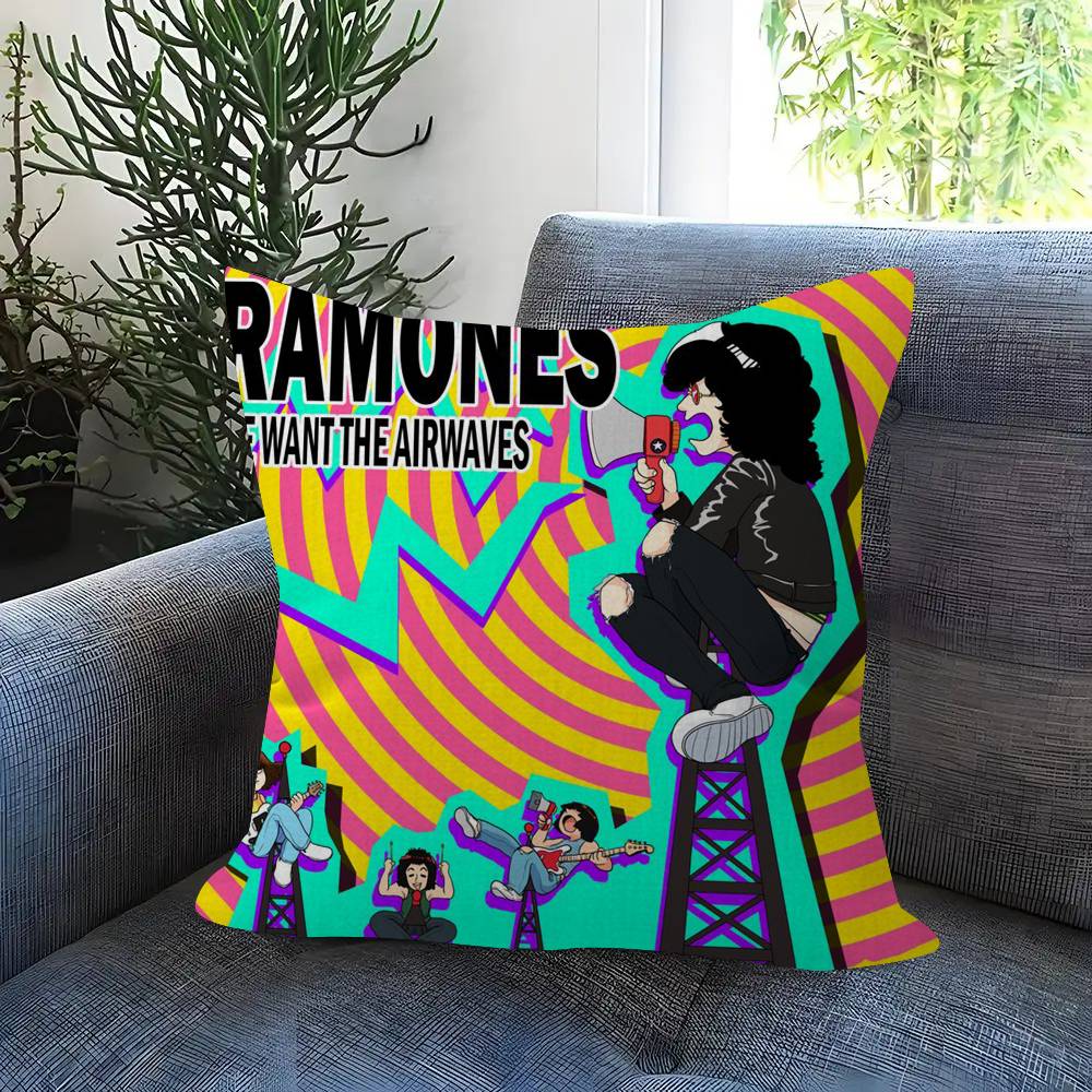 Personalized Picture Text Home Decorative Pillows Household Gifts 45X45Cm Rock Band R-Ramones Anime