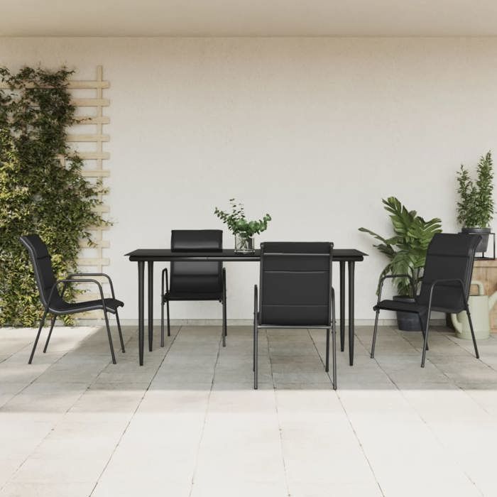 VidaXL Ensemble à manger de jardin 5 pcs noir textilène et acier 3200706