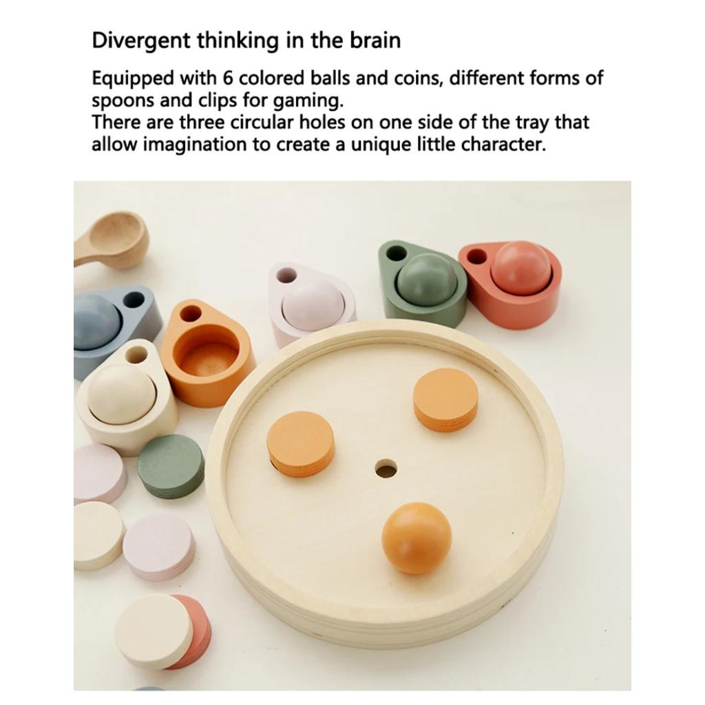 Children Parish Montessori Sensory Wooden Toys Sorting Ball Cup Coins Fine Motor Training Matching Games Early Educational Toys