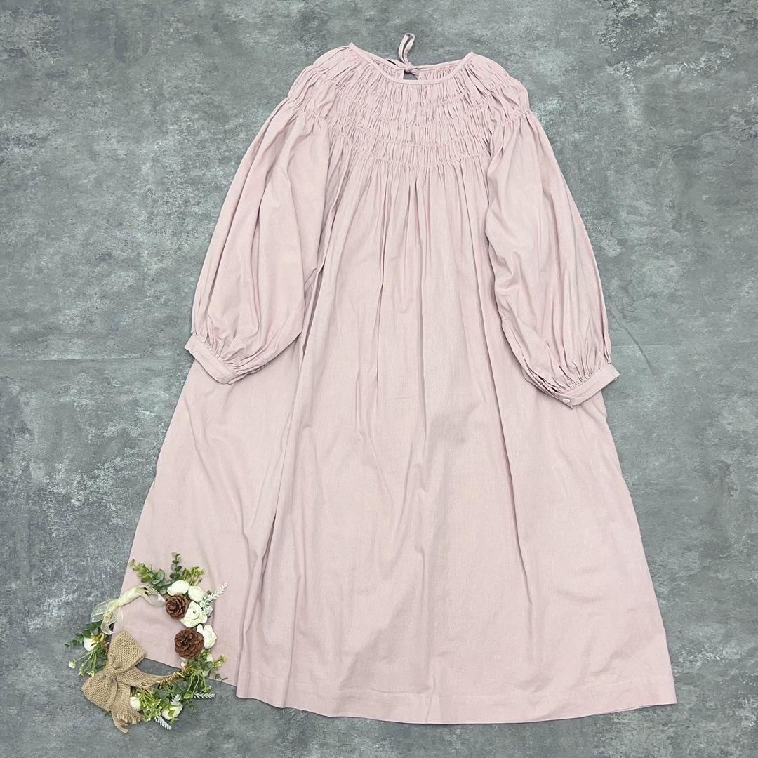 

Johnature Japanese Lace-up Women Dress Spring Summer Loose Pleated Tie Versatile Casual Dresses One Size розовый