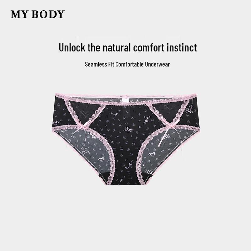 Mybody Women's Alluring Lace Print Low-Rise Briefs