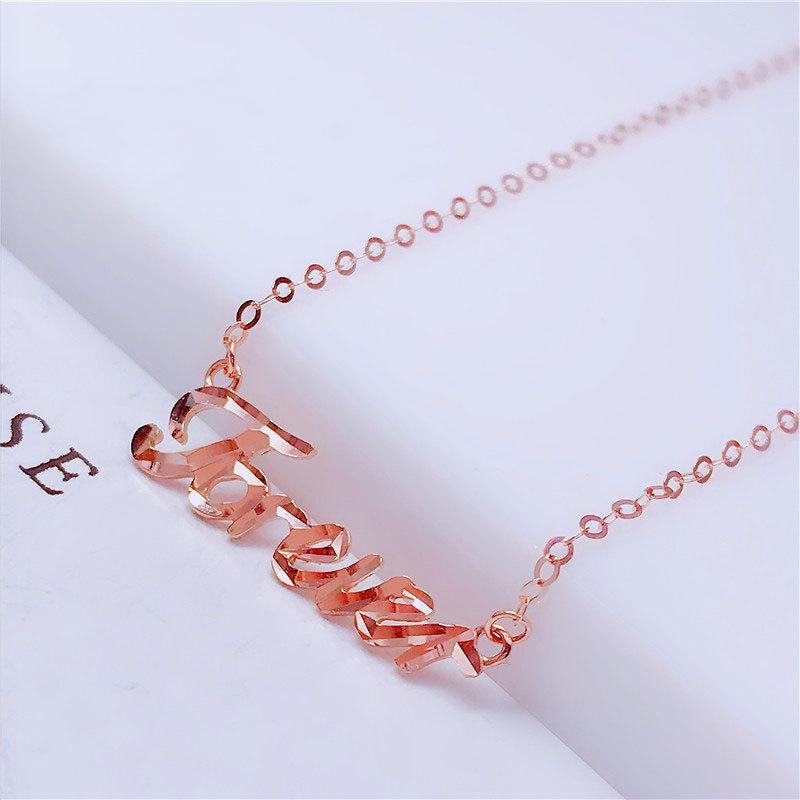 Color Gold Purple Gold Shiny Letter Necklace Niche Cold Plated Rose Gold Set Chain