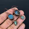 Labradorite Copper Electroformed Earrings, Handmade Gemstone Earrings Jewelry, Gifts For Wife Brand New Earrings