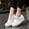 Fashion Women Wedge Platform Shoes 2025 Summer Fashion Comfortable Leather Casual Slip-on Women's Loafers Hollow Out Breathable Shoes