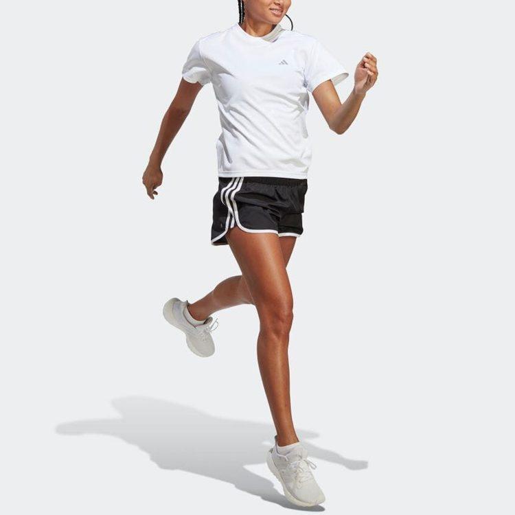 Adidas T Shirts Women's White Crew Neck Moderate Straight Fit HZ0112