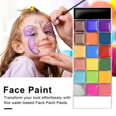 20 Colors Face Paint Palette with 10 Brushes Face Painting Cream Halloween Christmas Cosplay Party Body Art Makeup Paste