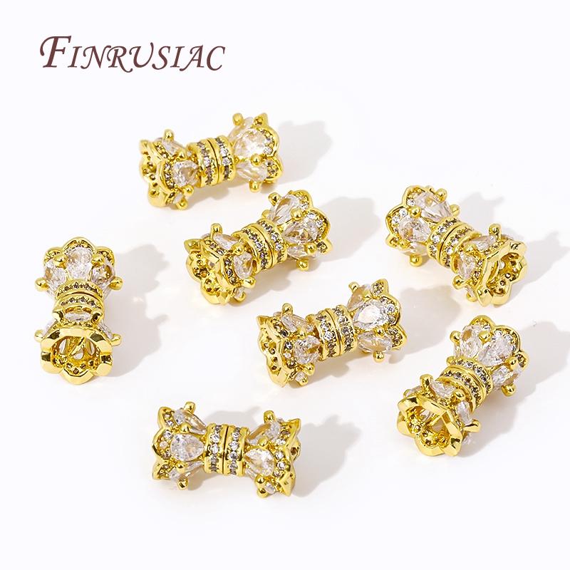18K Gold Plated Cubic Zirconia Crystal Bead Screw Clasps Accessories Turnbuckle Connector Lock DIY Bracelet Necklace Materials