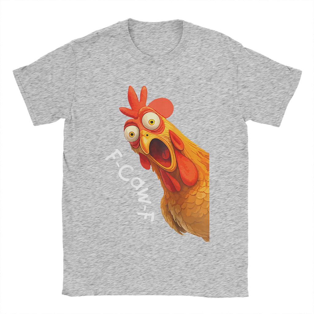 Funny F-Caw-F Chicken Meme T-Shirt Men Dark Humor Unique Cotton Tees O Neck Short Sleeve T Shirts Unique Merchandise
