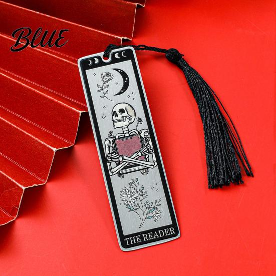Stainless Steel Bookmark Tarot Card Bookmark Skeleton Pattern Page Marker