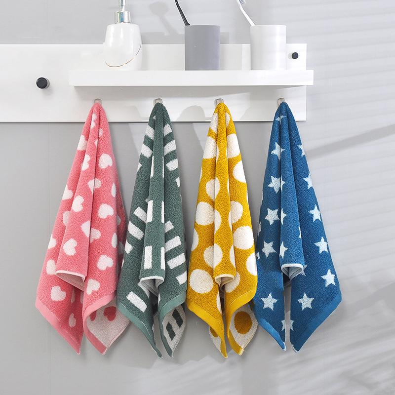 Retro Towel Dots Stars Striped Heart Pattern Soft Cotton Face Towel for Bathroom Kids Adults Super Absorbent Thick Hand Towels