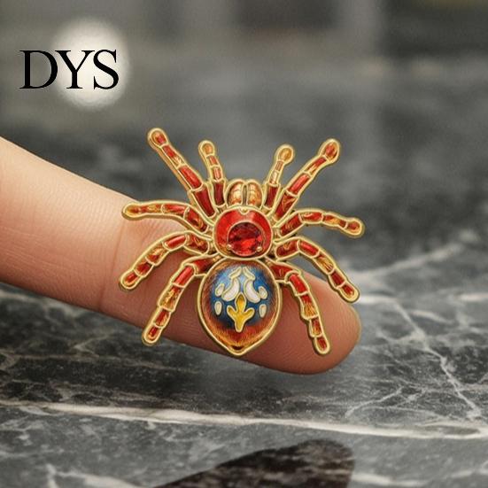 Creative Niche Jewelry Gifts Gothic Spider Brooch Pin, Colorful Rhinestones Decor, Retro Halloween Costume Accessories Alloy Decorative Lapel Pin for