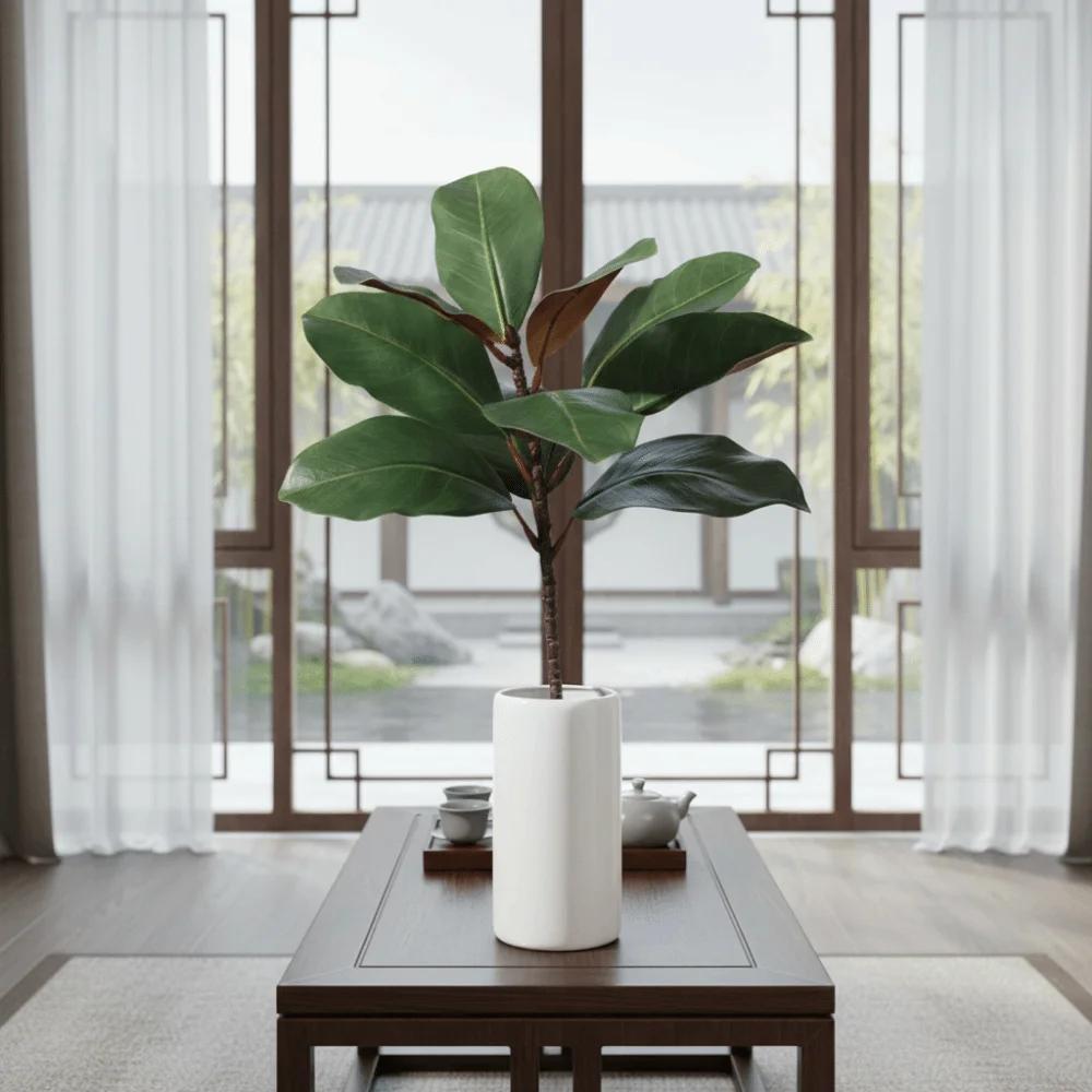 Red Green Artificial Magnolia Leaves Floral Arrangement Plants Leaves Faux Magnolia Branch DIY Simulated Plant Branch