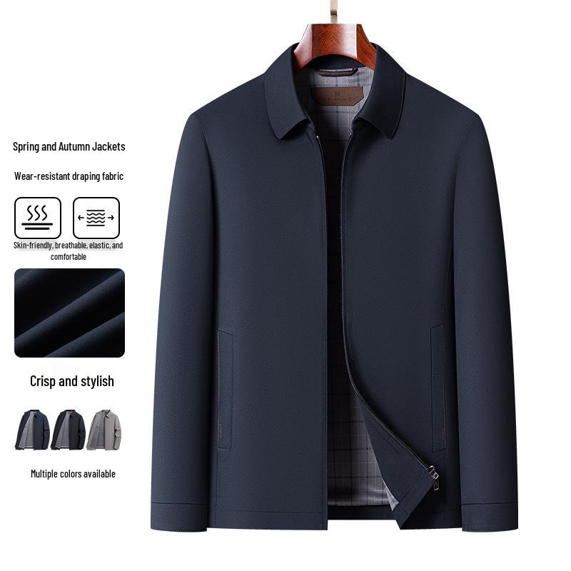Men's Lapel Jacket 2026: Spring/Autumn Versatile Slim-fit Business Casual for Middle-aged Dads