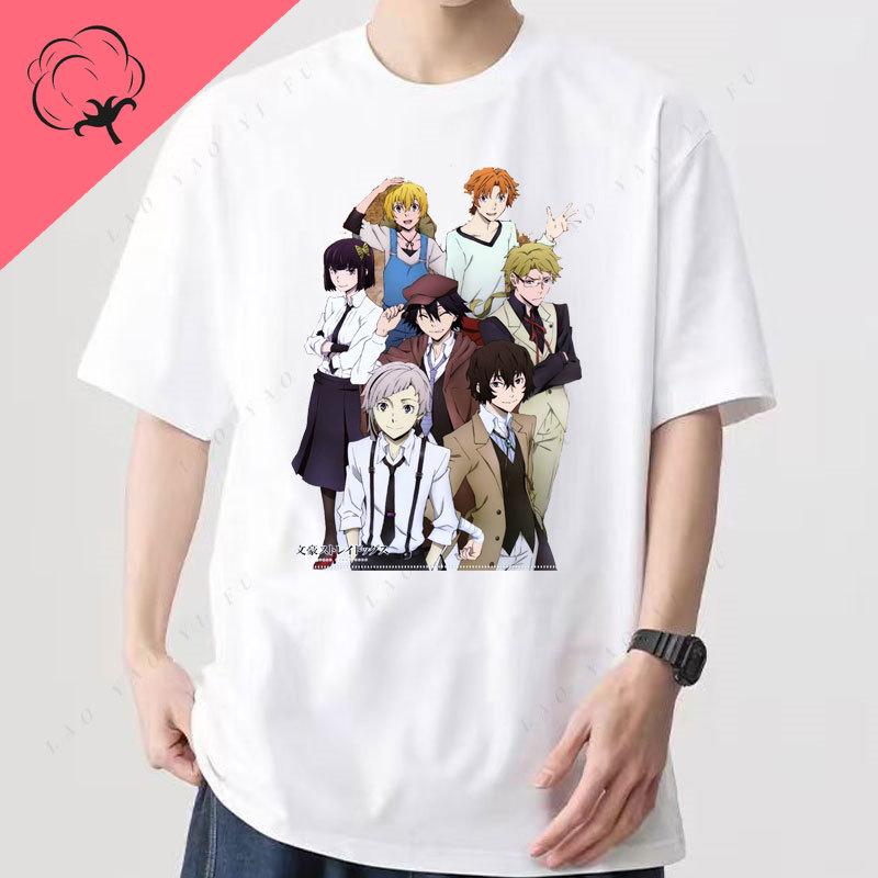 Japanese Anime Shirt Dead Apple Bungou Stray Dogs Chuuya Nakahara T Shirt Print Dazai Osamu Cotton Short Sleeve Graphic TShirts