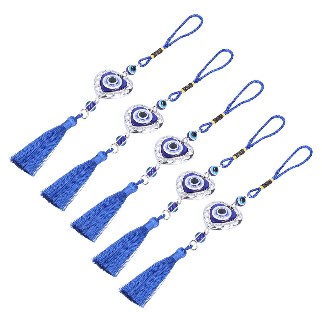 5Pcs Evil Eye Pendant Coloured Glaze Blue Tassel Exquisite Design Good Luck Evil Eye Decor for Room