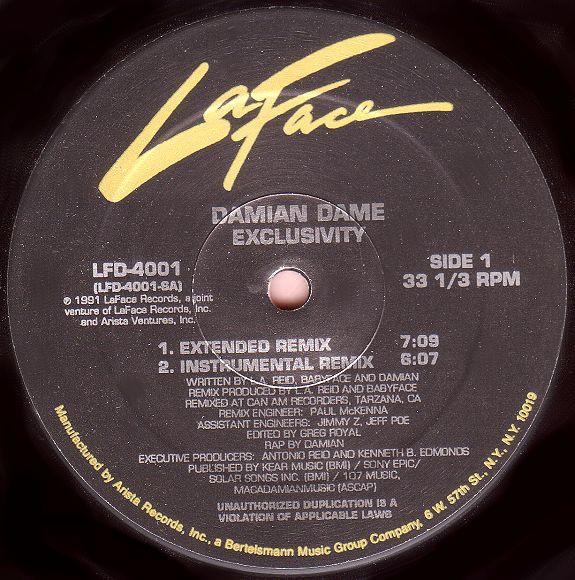 12inch Record DAMIAN DAME - Exclusivity LFD4001 LaFace Records 1991 US Rap & Hip-Hop/R&B Used