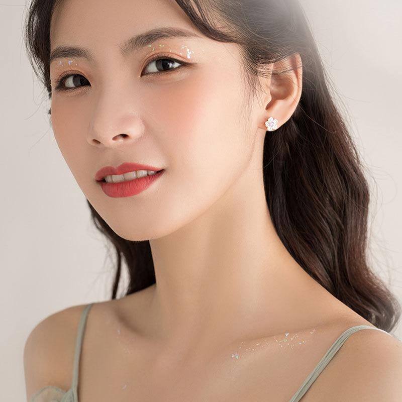 Boucles d'oreilles Fleur de Cerisier Zirconium Rose Une Paire de Boucles d'oreilles Fleur Féerique Boucles d'oreilles Longues à Pampilles Boucles d'oreilles