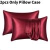 Luxurious Solid Color Satin Pillow Cases Set High Quality Soft Hypoallergenic Fabric