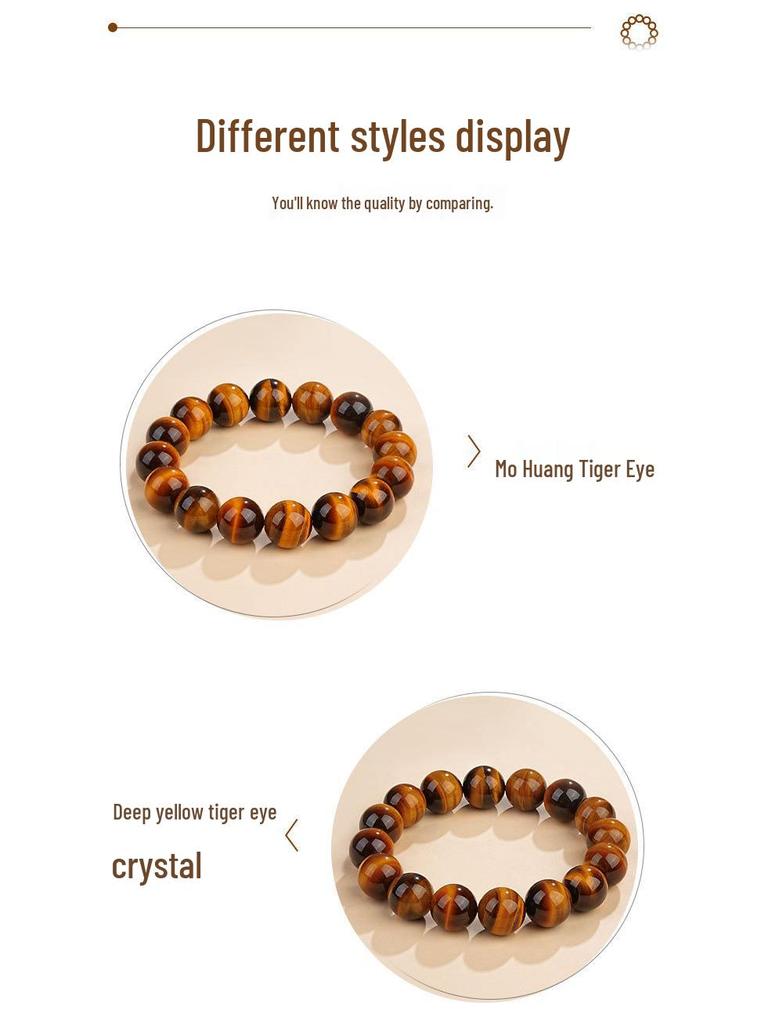 Mei Zhuo Crystal Natural Yellow Tiger Eye Round Bead Bracelet for DIY Stringing