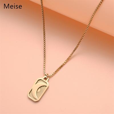 Personalized Stainless Steel Sun And Moon Necklace, Simple Box Chain, Collarbone Chain For Women