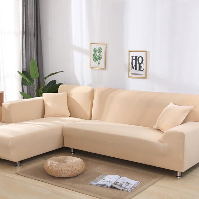 Sofa Cover Spandex Solid Color Elastic Sofa Cover For Living Room 1 /2 /3 /4 Set Seater Sectional Corner Slipcovers Sofa L Shape
