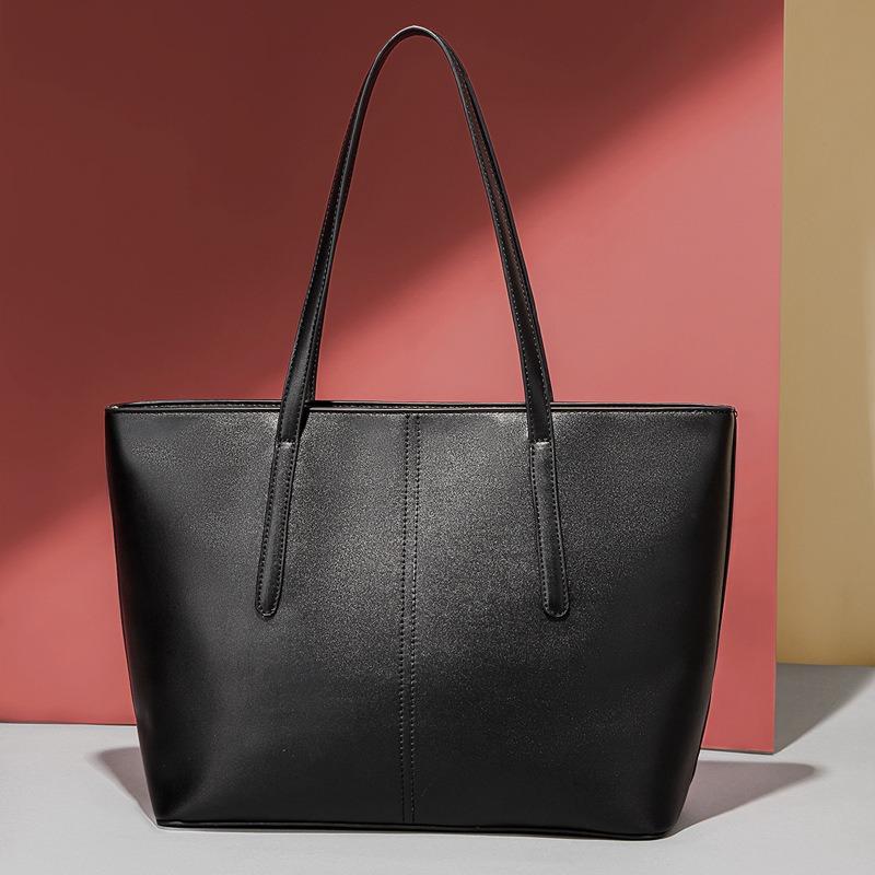 Large-capacity casual women's handbag, new soft leather textured tote bag, high-end retro shoulder bag.