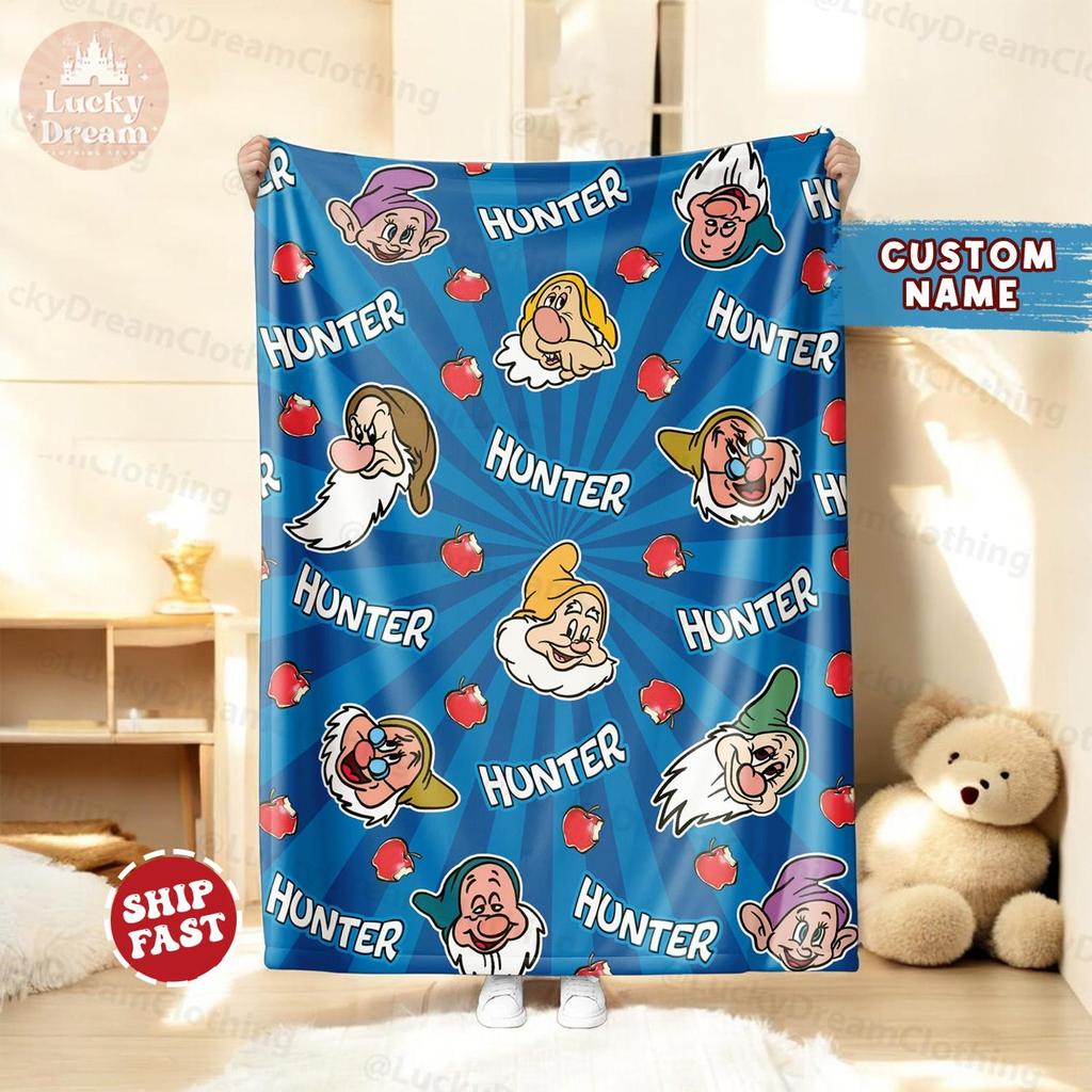 Custom Name Disney Snow White and the Seven Dwarfs Blanket, Birthday Gifts For Boys/Girls, Snow White Gift, Home Decor, Christmas Gift