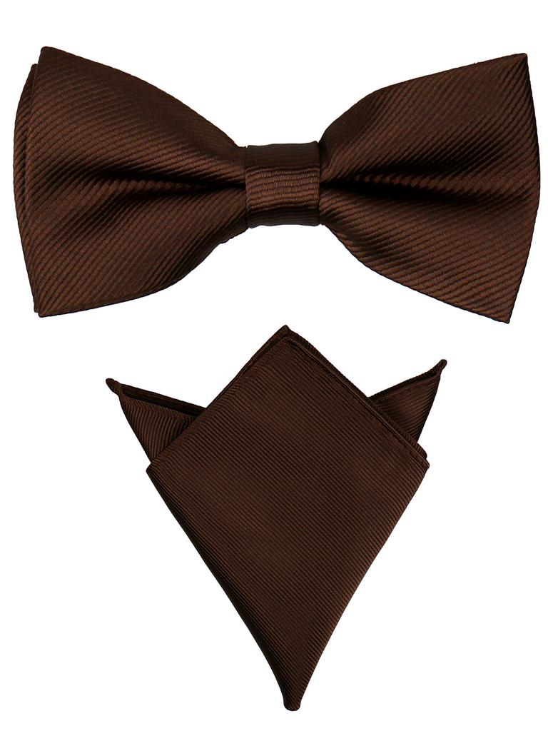 Bow Ties For Men Pre-tied Butterfly Knot Bowtie Hanky Set Solid Color Bow Tie Handkerchief For Adult Male Wedding Gift