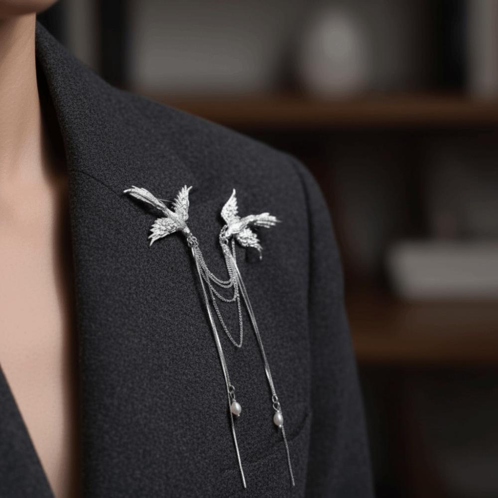 Delicate Design Fringe Brooches Long Fringe Animal Brooch Bird Lapel Pins  Women Fashion