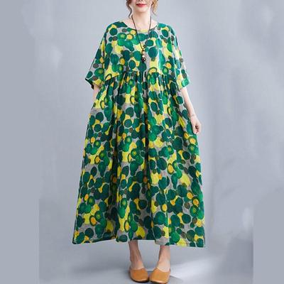 Κοντό μανίκι plus size βαμβακερά vintage Γυναικεία Casual Loose Μακριά καλοκαιρινά φορέματα