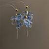Organza Flower Earrings Tassel Fashion Jewelry Gift Long Tassel Earrings  Women