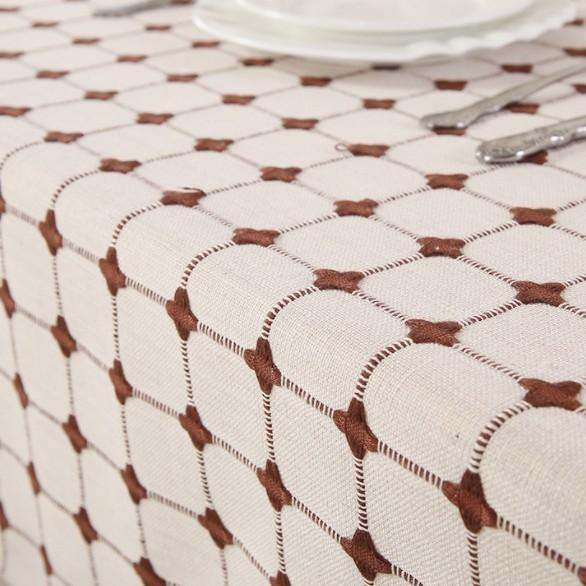 Modern Simple Table Cloth Embroidered Checkered Tablecloth Cotton Linen Fabric Small Fresh Tea Table Rectangular Table Mat
