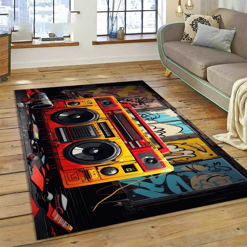 3D Music Cassette Tape Retro Recorder CD Instrument Carpet Rug for Bedroom Living Room Home Sofa Decoration Kid Decor Floor Mat