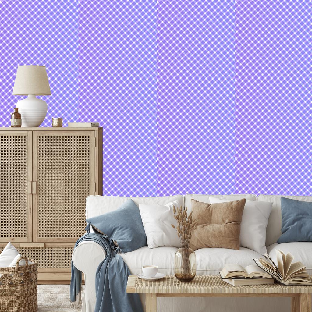 Blue and Lavender Checkered Wallpaper for Living Room and Bedroom 50x1000