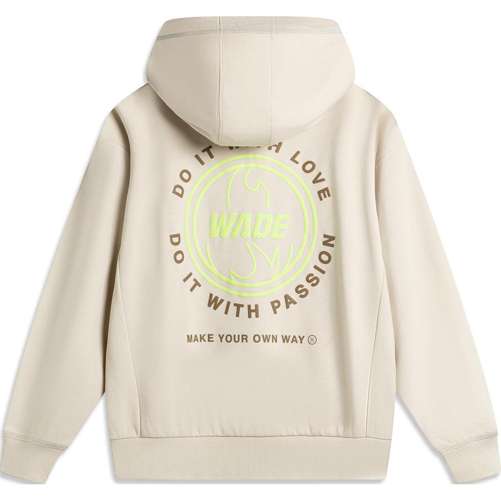 Li Ning Wade Series Hooded Printed Long Sleeve Sweatshirt Men sweatshirt Oatmeal-Gray AWDU271-6