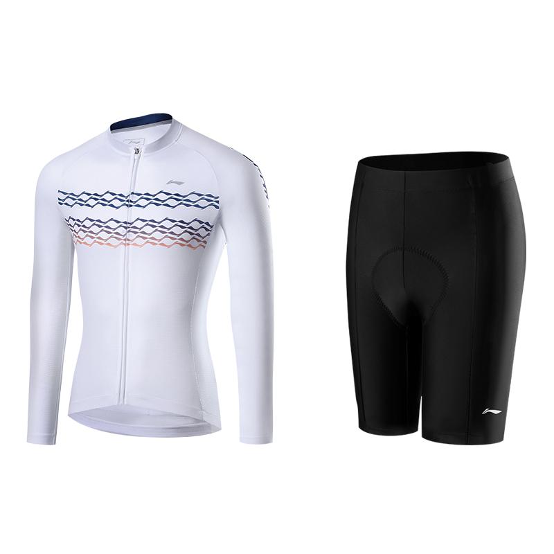 

Li-Ning Quick-Dry Comfortable Skin-Friendly Long Sleeve Top With Shock Absorbing Hip Pads And Fitted Protective Shorts Cycling Set LCSY089+185 M