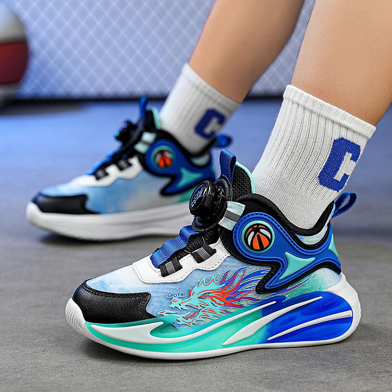 Babu Bean Children's Basketball Shoes Boys 2025 New Middle-aged and Older Children's Non-slip and Cushioning Girls' Sports Shoes Classmates Flick