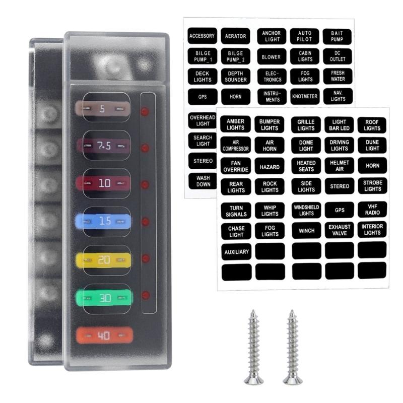 6 Way Automotive Safety Box With LED Indicator Water Resistant Blade Connection Unit For Cars Trucks Boats Mobile Homes