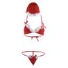 Damen Sexy Dessous Weihnachtskleid Spitze Plüsch Sexy Zweiteiliges Set Weihnachten Cosplay Unterwäsche Slips Set