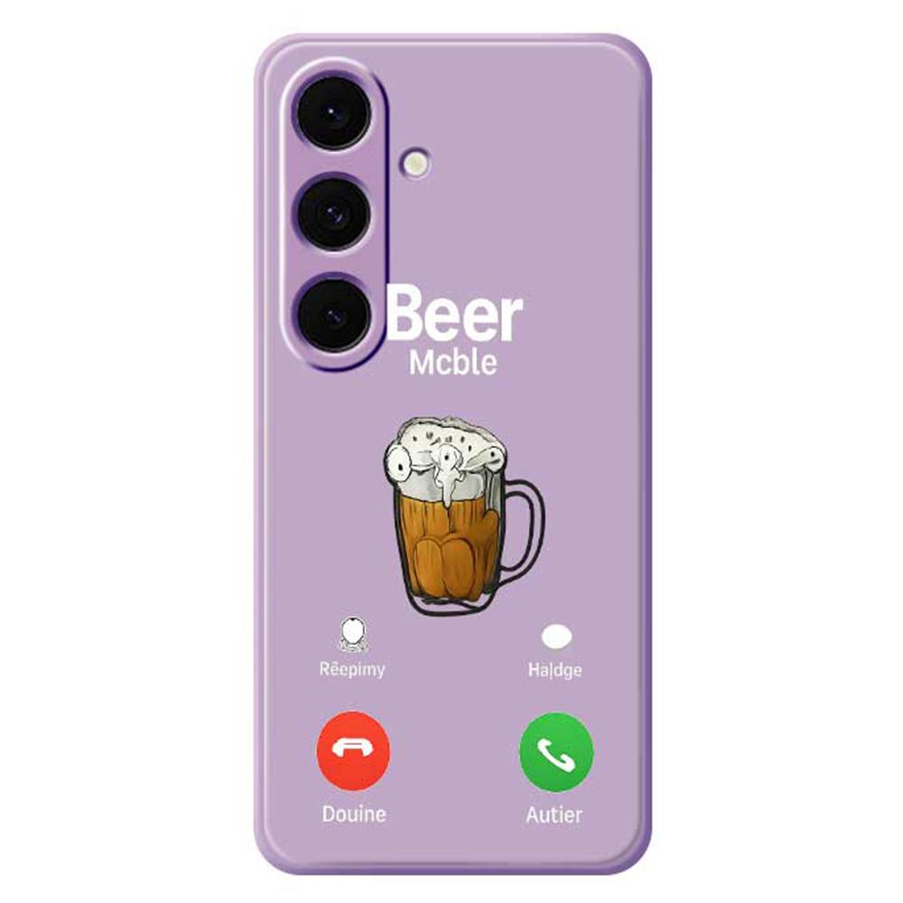 For Samsung Galaxy S24 FE Case Beer Pattern Printing Straight Edge TPU Phone Back Cover