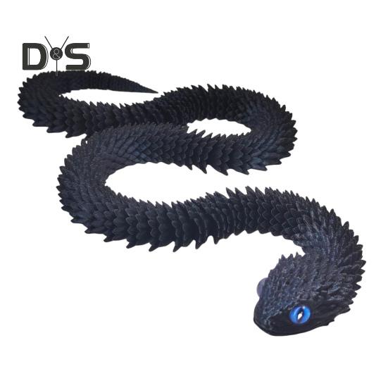3D Printed Snake Toy Articulated Viper Figurine Fidget Snake Toy Collectible Snake Model with Flexible Joints for Home Office Desk Decor