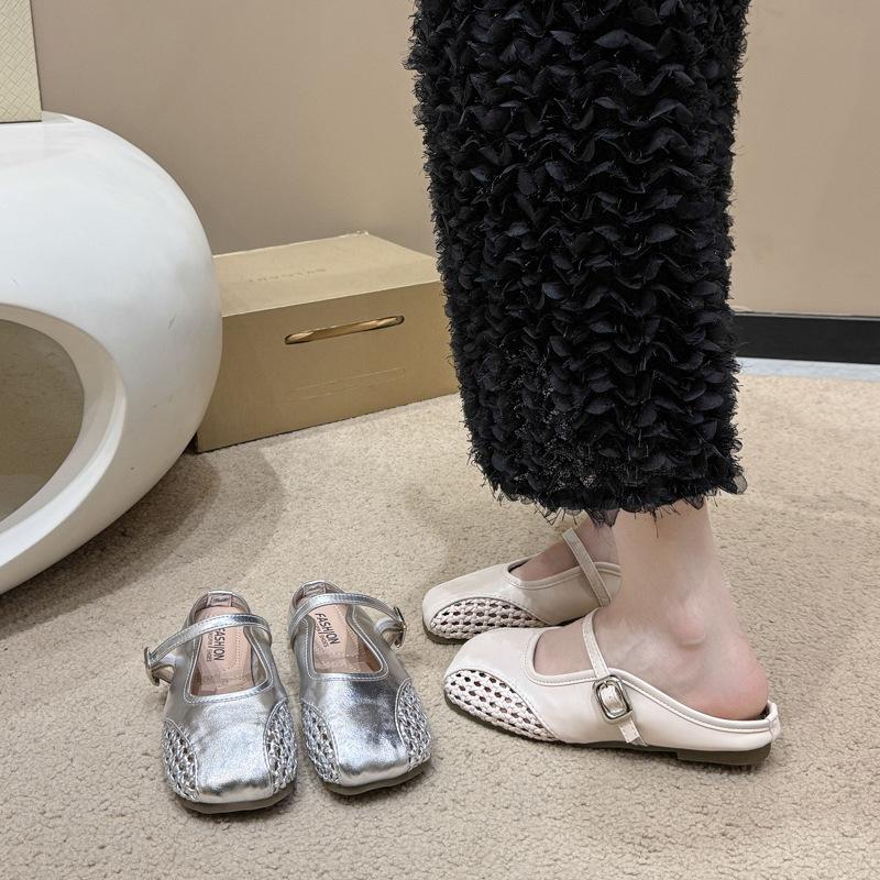 Dámské pantofle z měkké kůže ve francouzském stylu s chladným temperamentem jsou krásné, 100-bag head a semi-retro vnitřní pantofle/sandály se zvýšenou výškou pro ženy