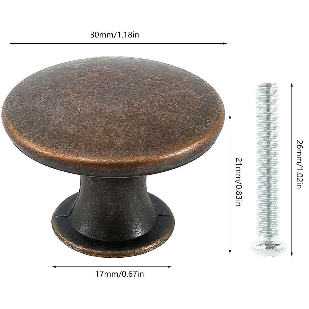 6/12pcs Vintage Knobs Cabinet Handles Bronze Cabinet Pulls Kitchen Cupboard Single Hole for Bedside Table Handle Drawer Knobs