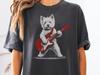 T-Shirt Rock Westie: Μπλουζάκι για Λάτρη της Μουσικής της Κιθάρας, Δώρο Μπλουζάκι για Μπαμπά ή Μαμά West Highland Terrier, Αστείο Στυλ Σκύλος του Ροκ