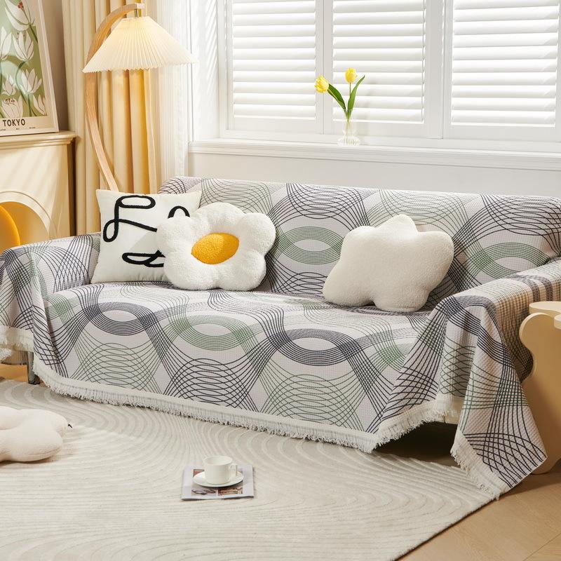 Husă pentru prosop de canapea Franjuri din bumbac Husă universală pentru canapea Mobilier reclinabil Husă pentru canapea Antipraf pentru pisici Câini